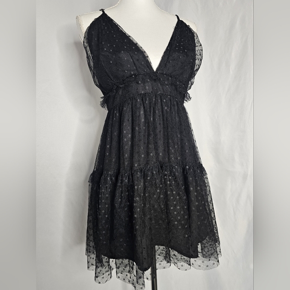 PrettyLittleThing Tulle Polka Dot Mini Dress Size 12 - Picture 1 of 5